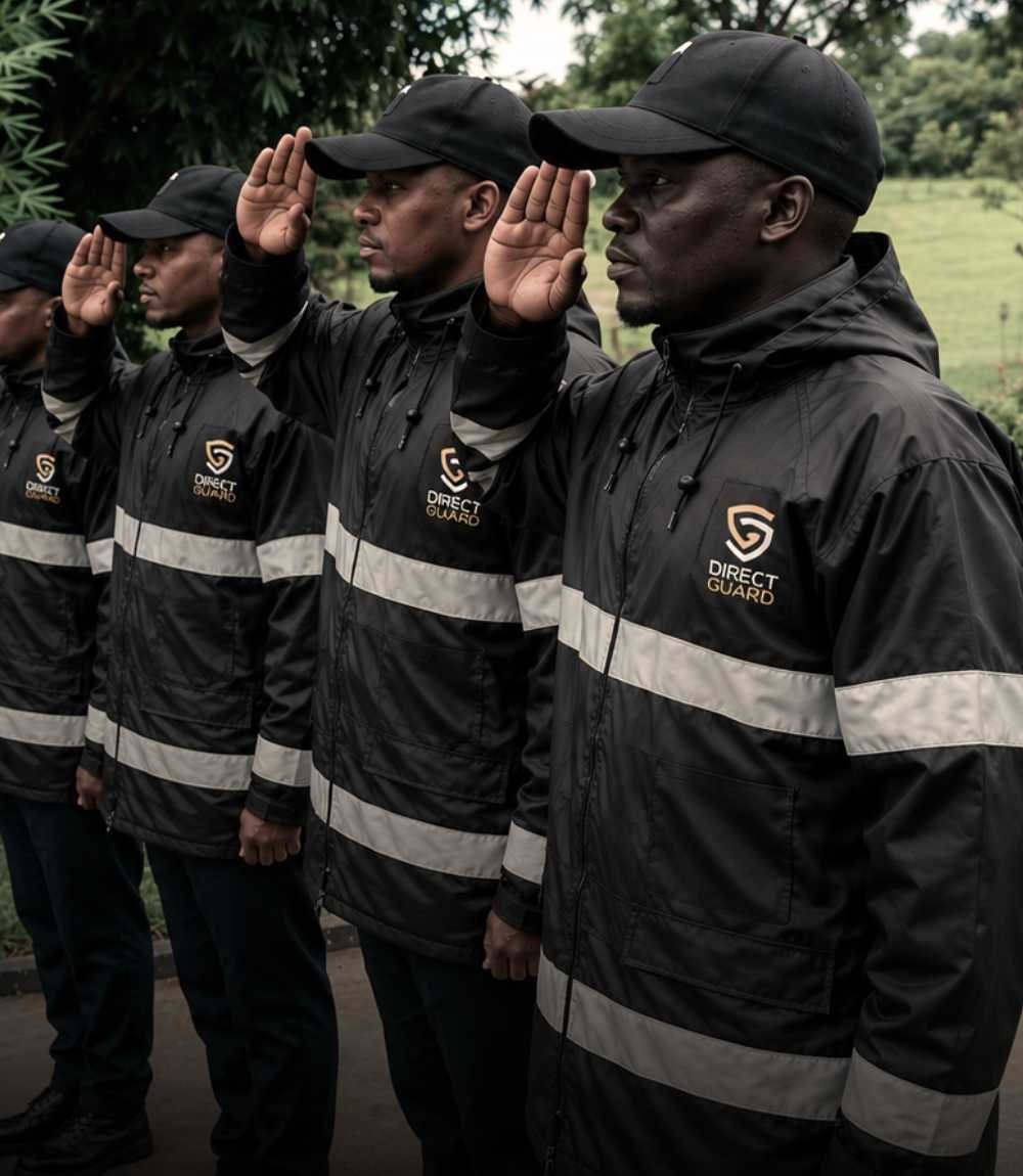 Direct Guard officers reviewing a patrol plan at a client site